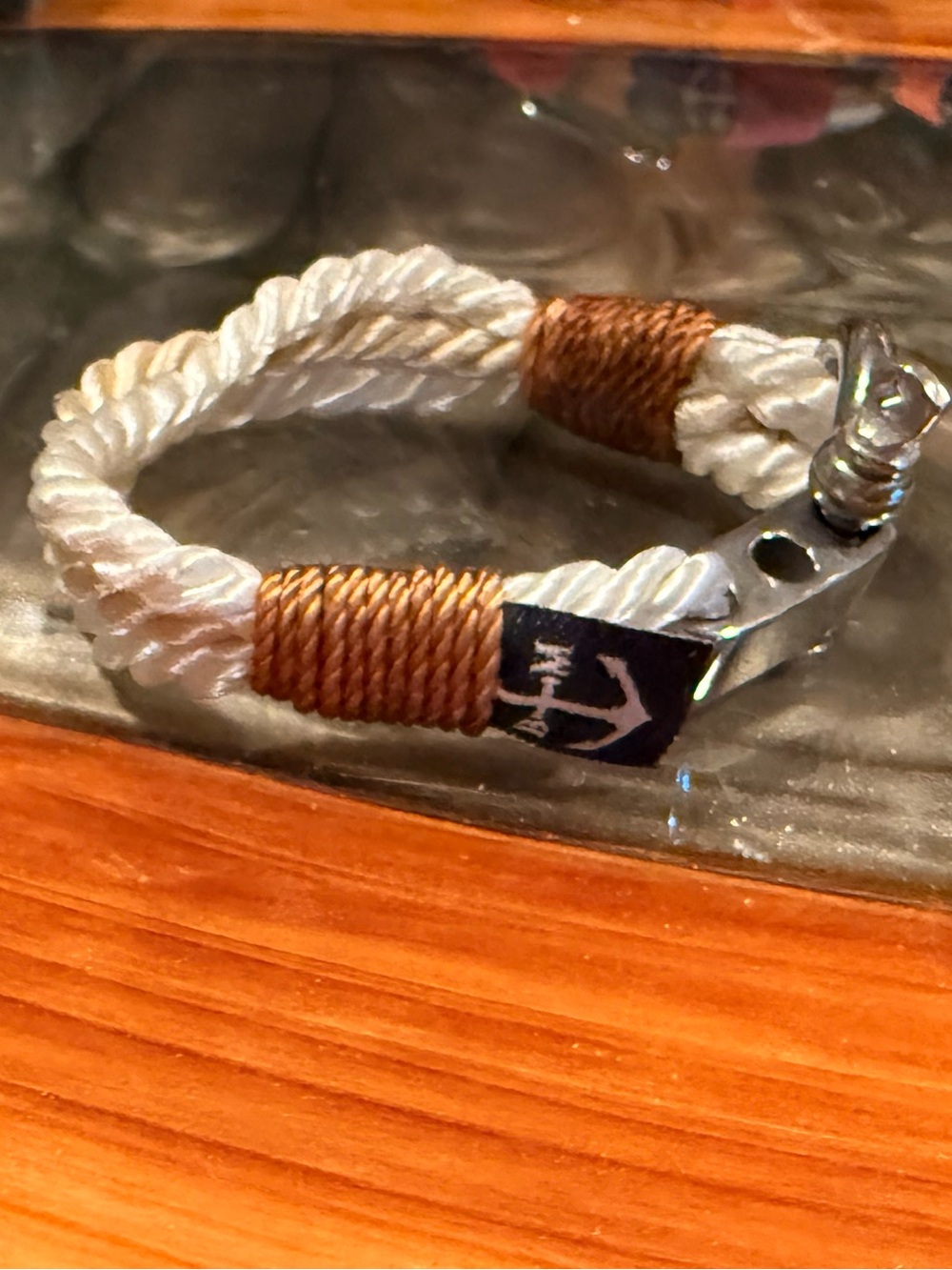 Boat Nautical bracelet- wihite and Brown extender kids bracelet.